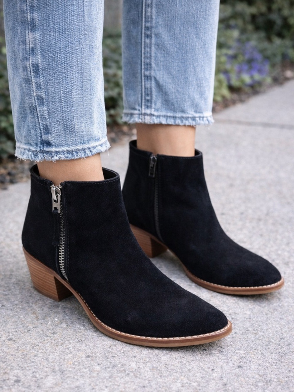 Dolce‎ Black Suede Vita Dual Zipper Booties Size 8.5